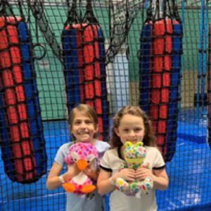 This is the climbing area inside Indoor Ninja Parks. Ropes are tied to soft posts, allowing children to climb like ninjas.