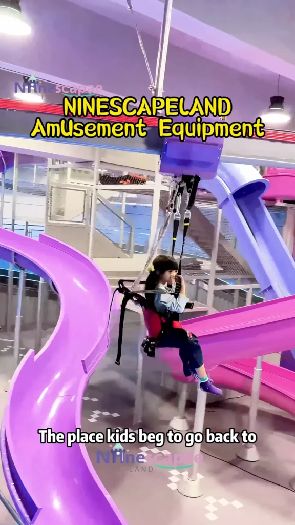 Indoor Zipline Equipment for FECs & Malls – Sky Rider Hang Glider Ride sky rider,aerial zip line,kids zip line adventure,indoor flying attraction,suspended ride 6 Indoor Zipline ninescapeland product