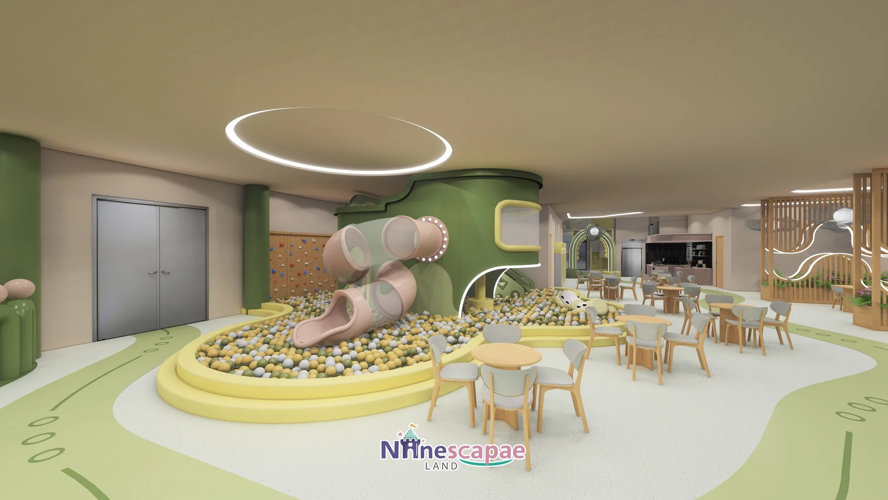 1035㎡ Indoor Playground in Germany indoor playground Germany 3 Germany - Option A pink tube spiral slide into the ball pool