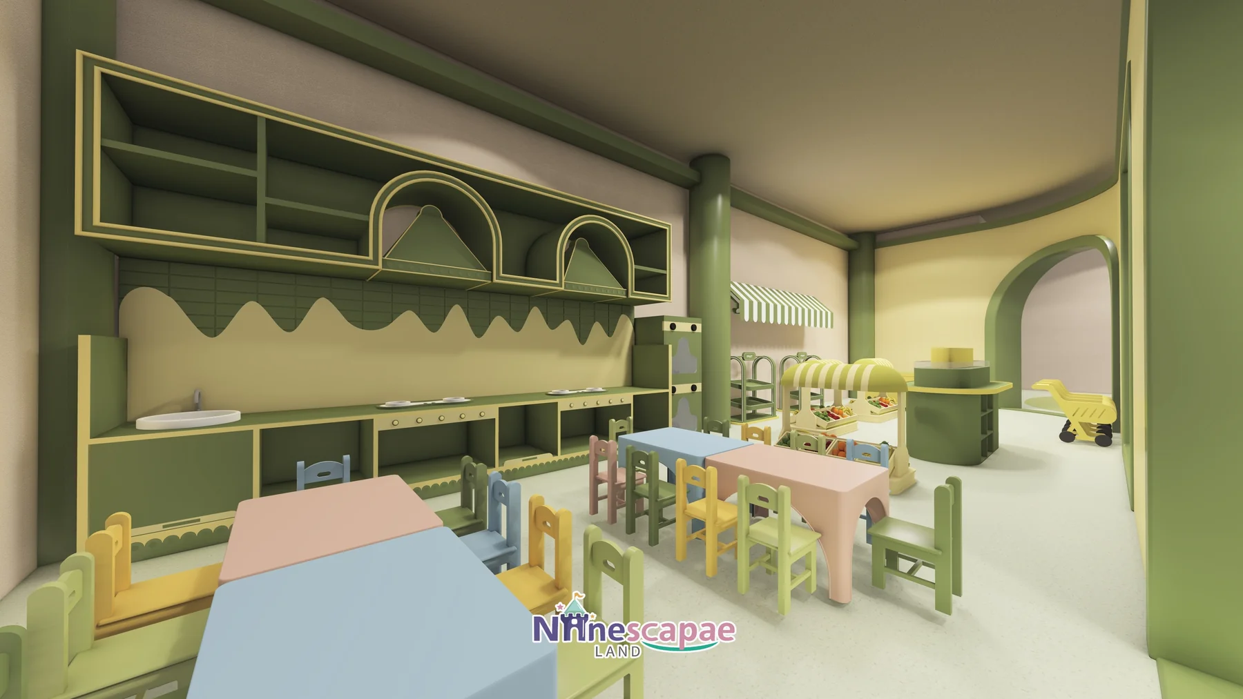 1035㎡ Indoor Playground in Germany indoor playground Germany 6 Germany - Full-wall children's kitchen scene
