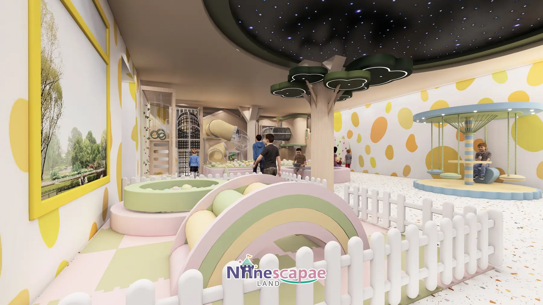 Latvia - Toddler rainbow soft zone and umbrella swing
