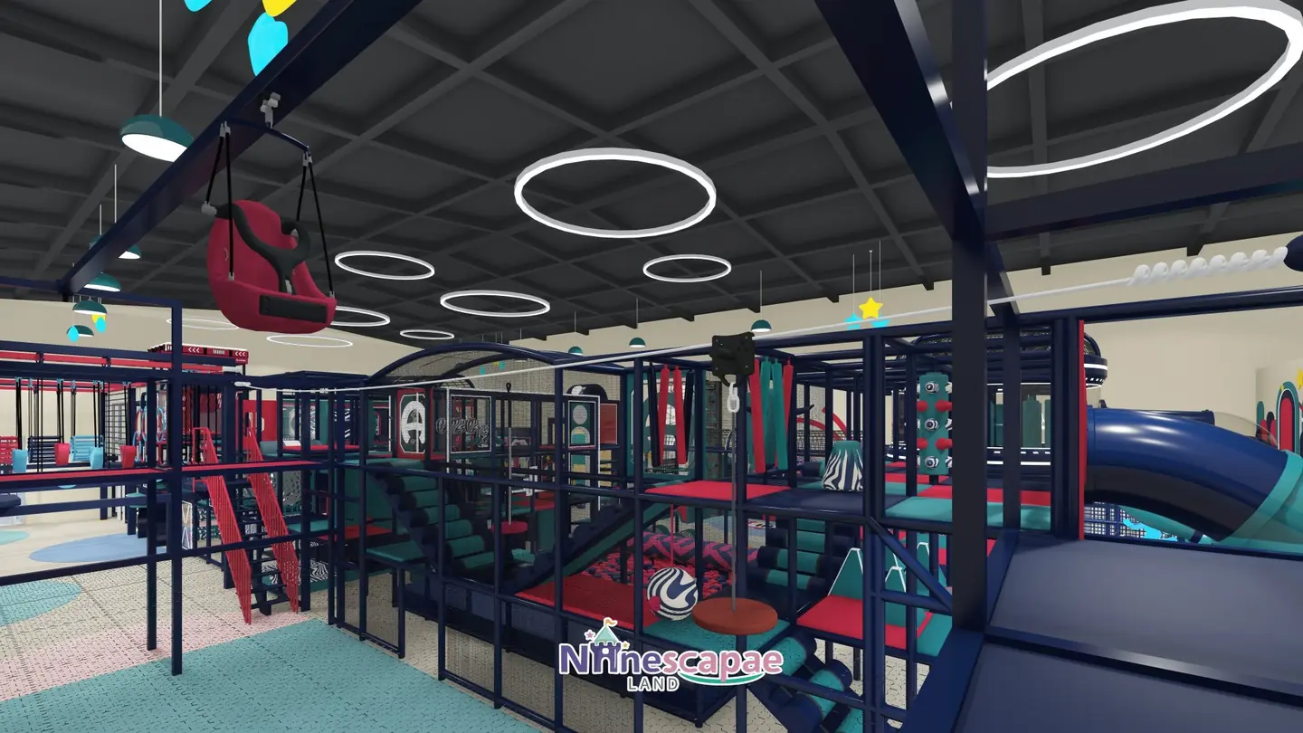 Indoor Zipline Equipment for FECs & Malls – Sky Rider Hang Glider Ride sky rider,aerial zip line,kids zip line adventure,indoor flying attraction,suspended ride 9 Spain Indoor Play Project Image 2