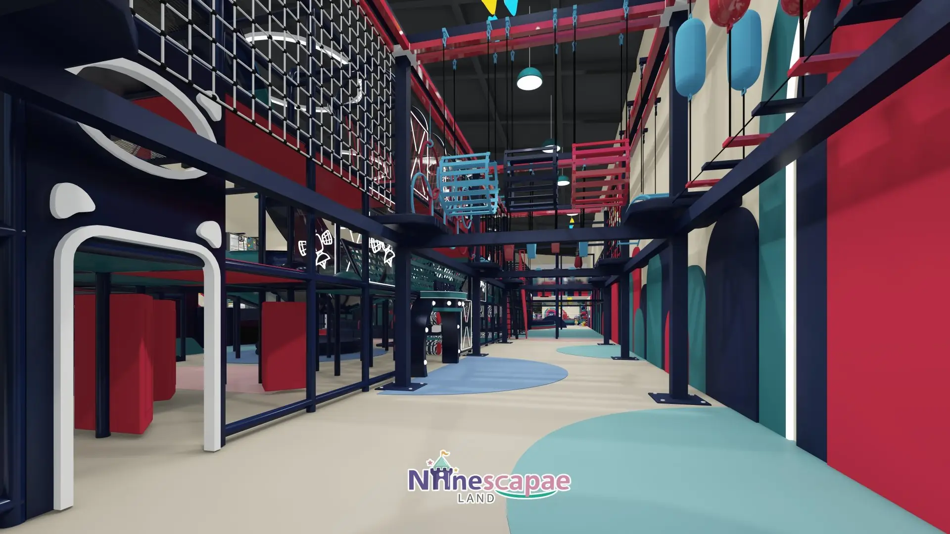 Indoor Zipline Equipment for FECs & Malls – Sky Rider Hang Glider Ride sky rider,aerial zip line,kids zip line adventure,indoor flying attraction,suspended ride 10 Spain Indoor Play Project Image 3