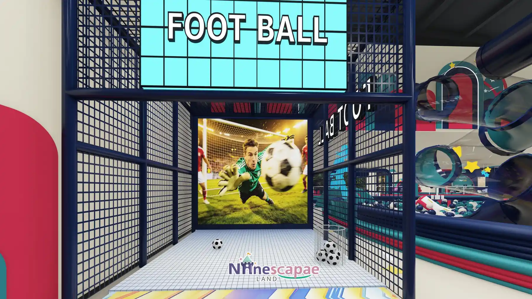 1200㎡ Indoor Playground Project in Spain indoor playground Spain 4 Spain - FOOT BALL projected-goal room with artificial turf