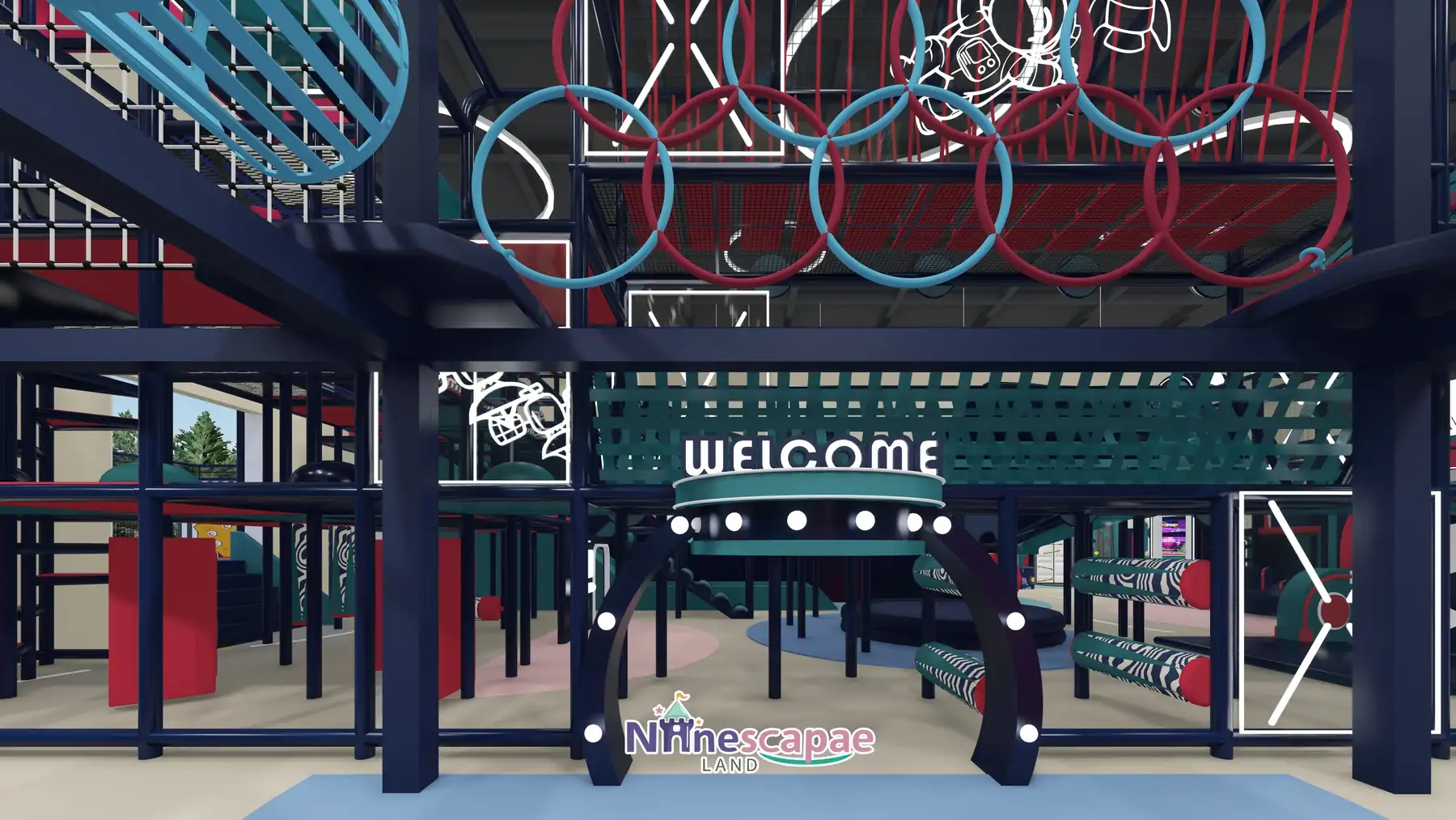 1200㎡ Indoor Playground Project in Spain indoor playground Spain 6 Spain - WELCOME gate with LED ring decorations