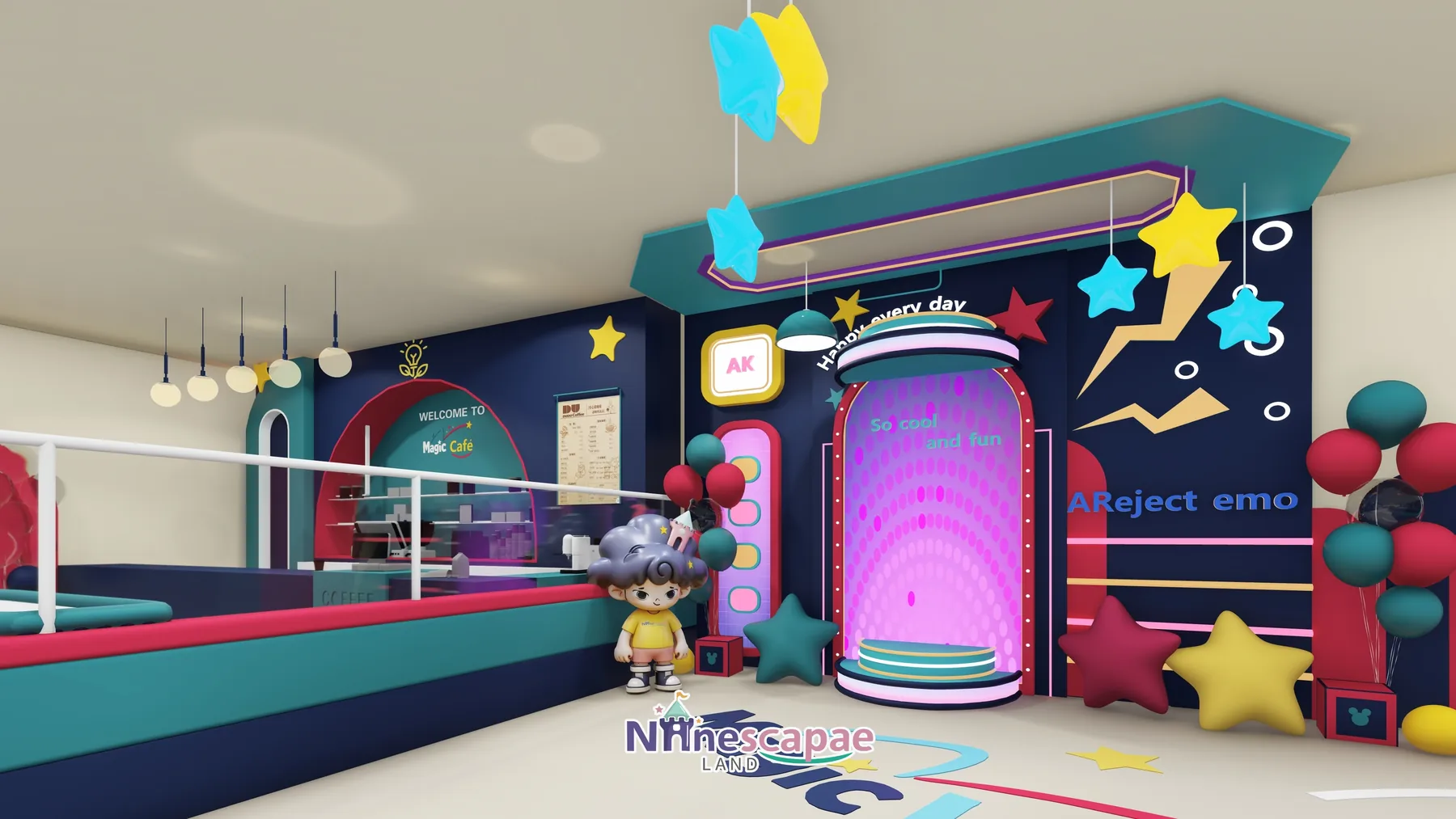 1200㎡ Indoor Playground Project in Spain indoor playground Spain 11 Spain - Photo booth and arcade wall by the window