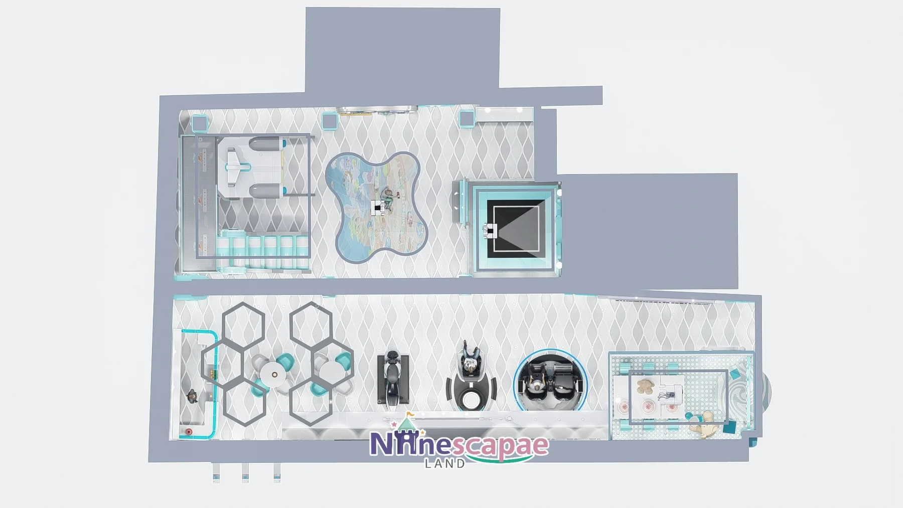 Romania 123sqm role play centre - floor plan of the two connected units