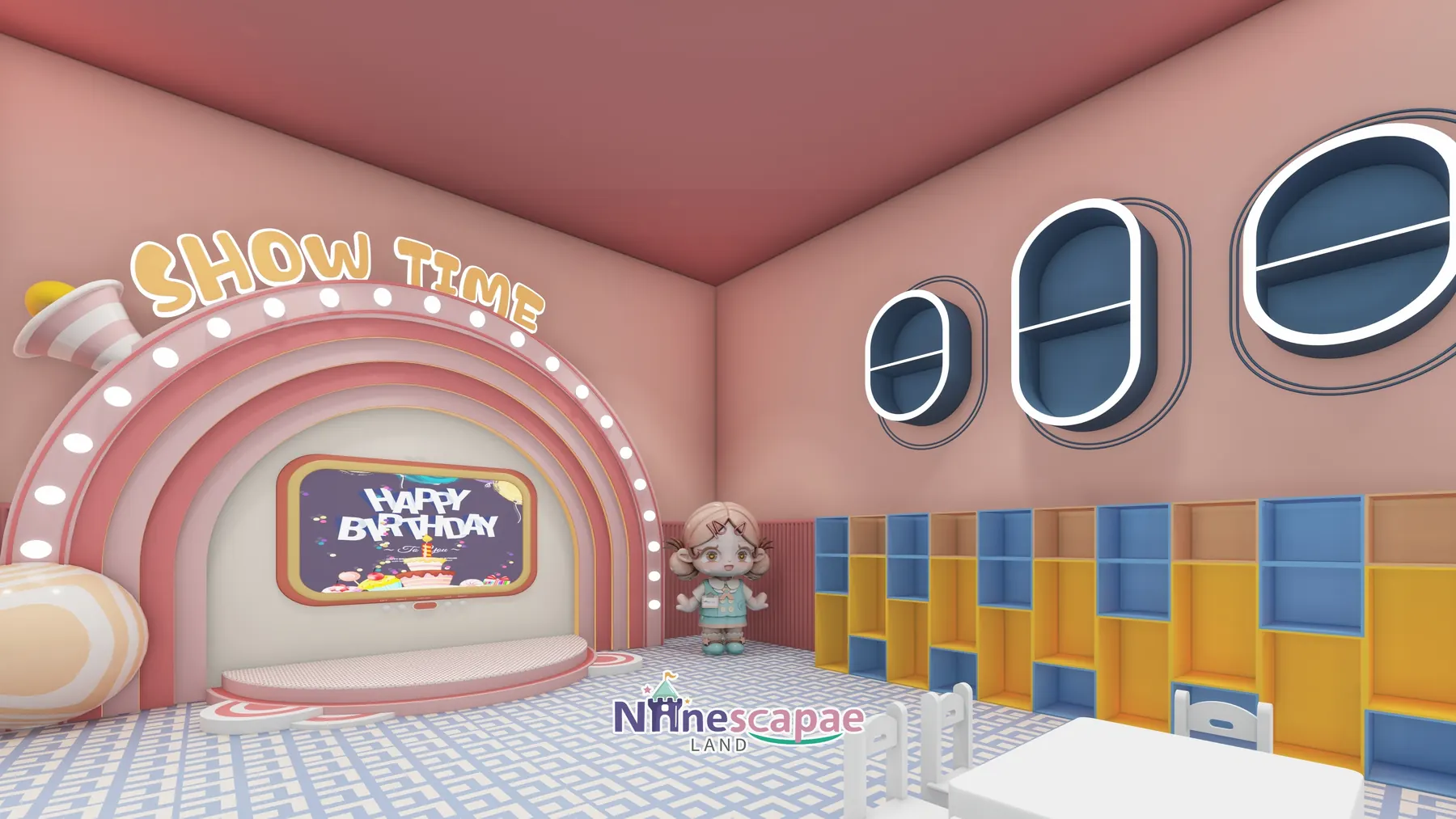 1300㎡ Indoor Playground Project in Canada indoor playground Canada 10 Canada - SHOW TIME stage with birthday screen