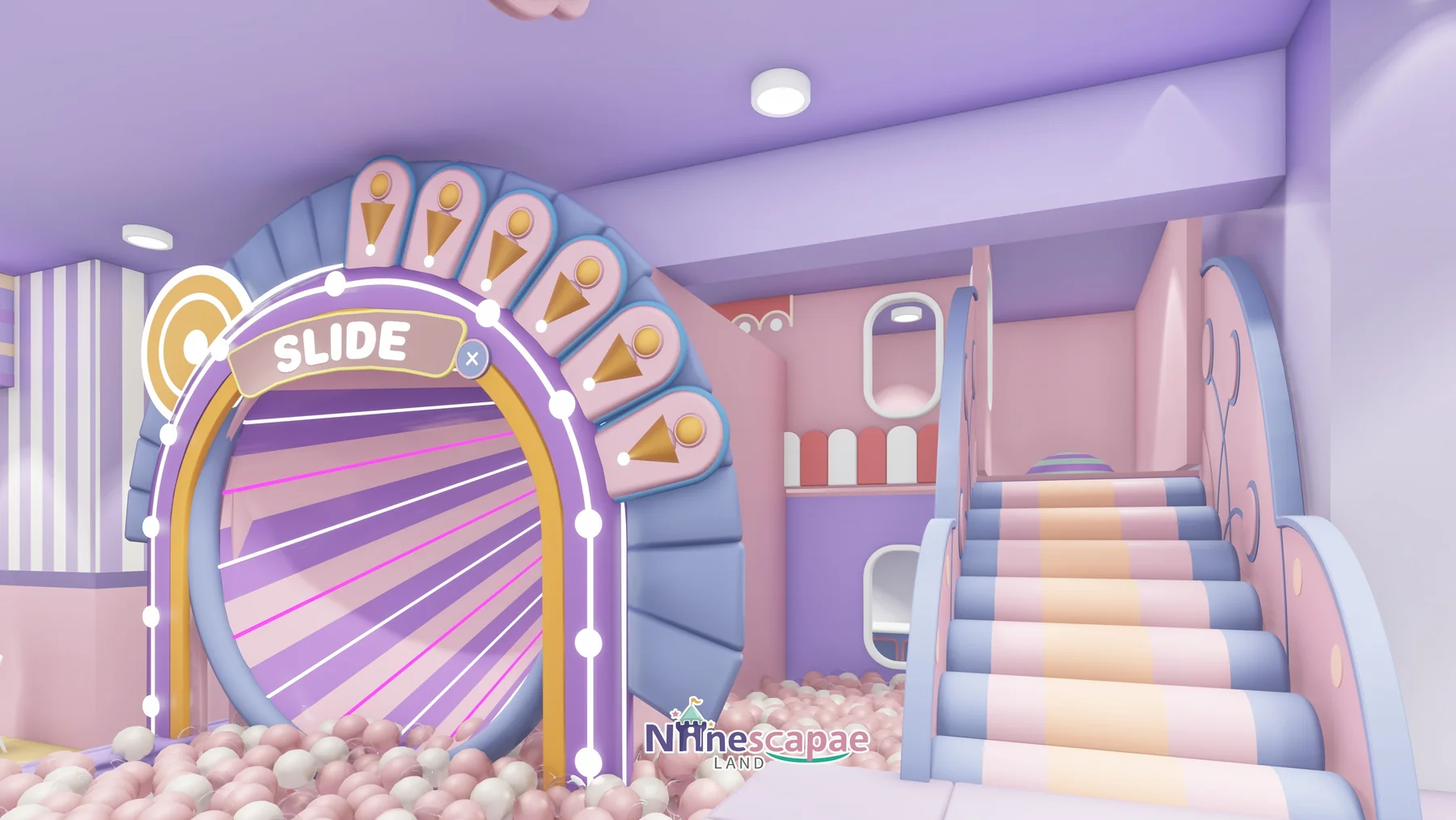 China (Guangdong) - SLIDE ice-cream arch and wide striped slide