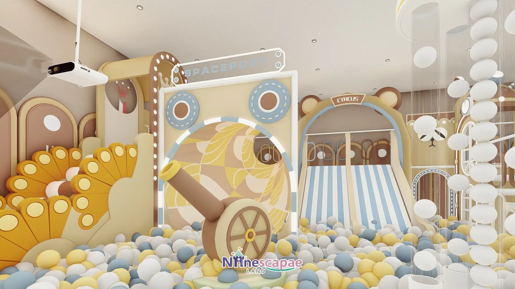 Montenegro - Ball pit with double-lane striped slide and slope slide