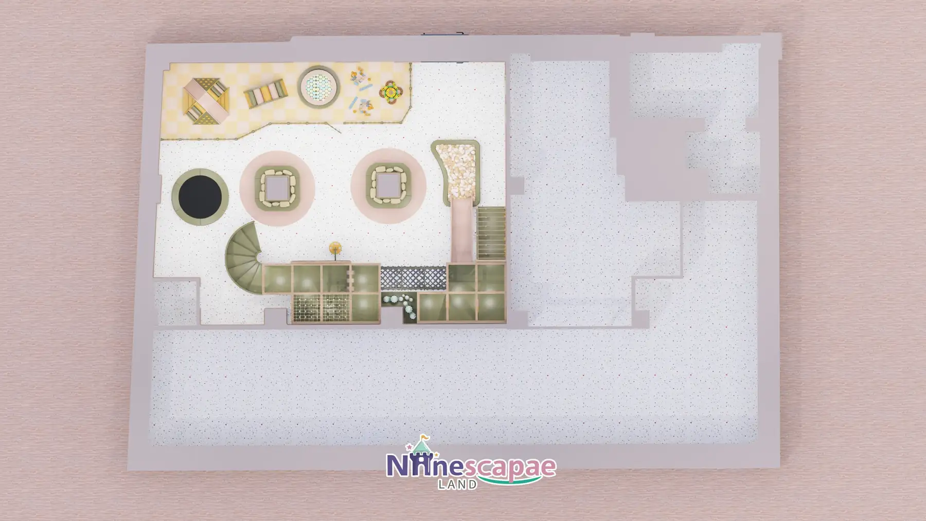 161㎡ Role-Play Centre Project in Latvia role play centre Latvia 1 Latvia - Overall top axonometric view of the lower level