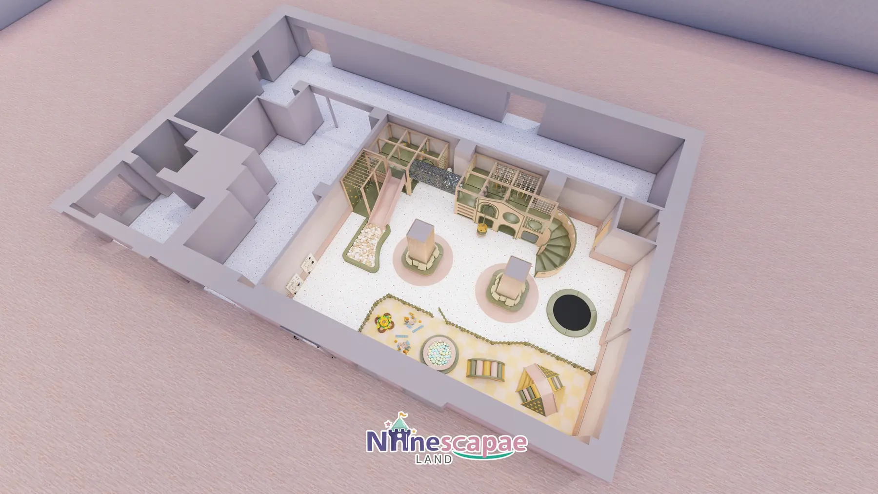 161㎡ Role-Play Centre Project in Latvia role play centre Latvia 11 Latvia 161sqm role play centre - top view of the zoning and circulation