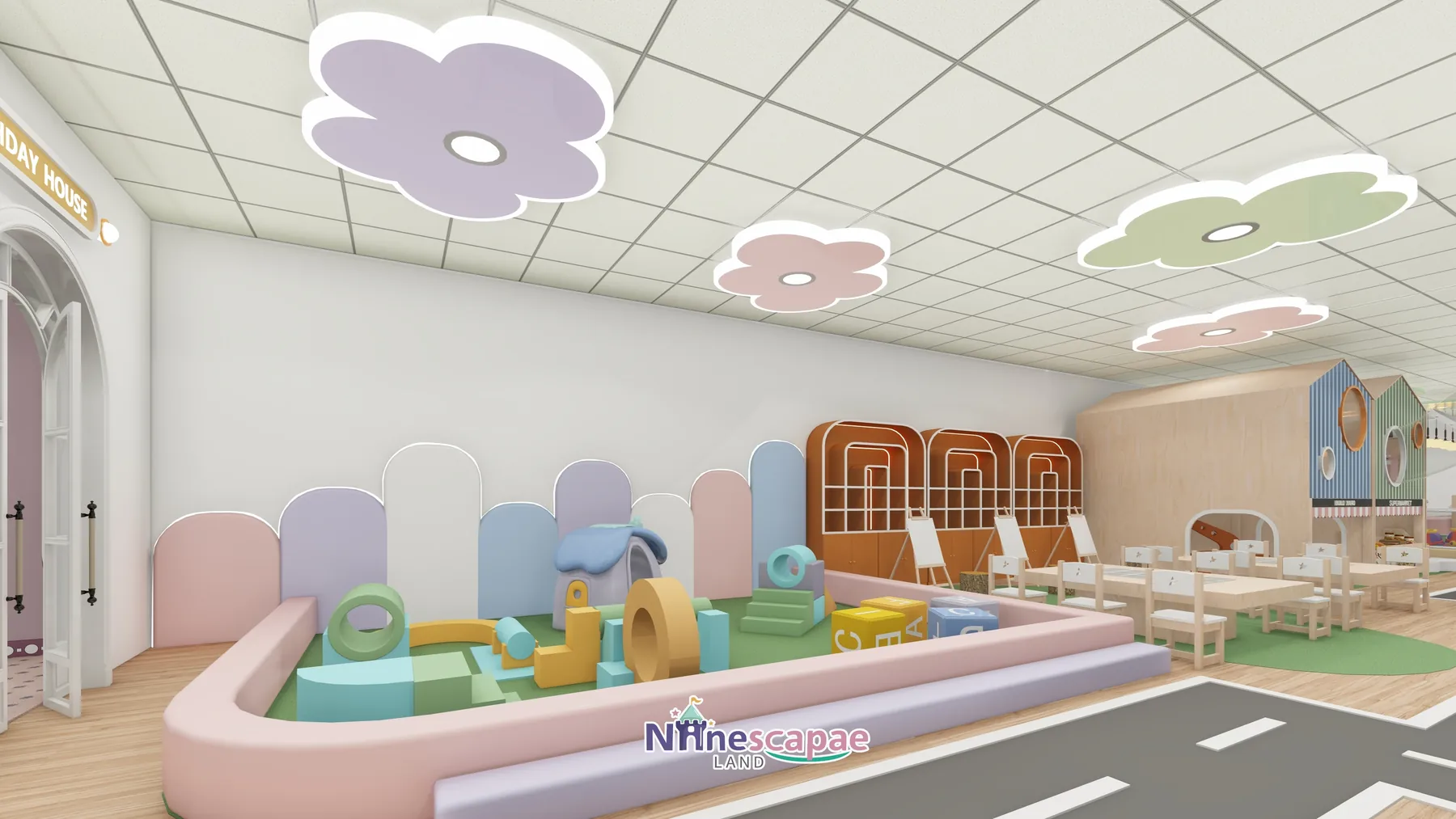 the USA - Soft building-block pool with macaron blocks and letter mats