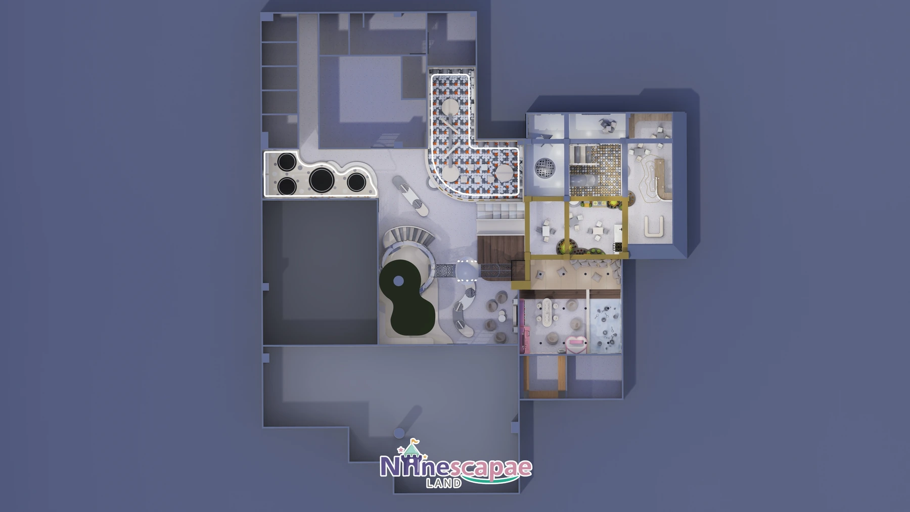 Thailand 285sqm soft play centre - second overhead cutaway of the zoning plan