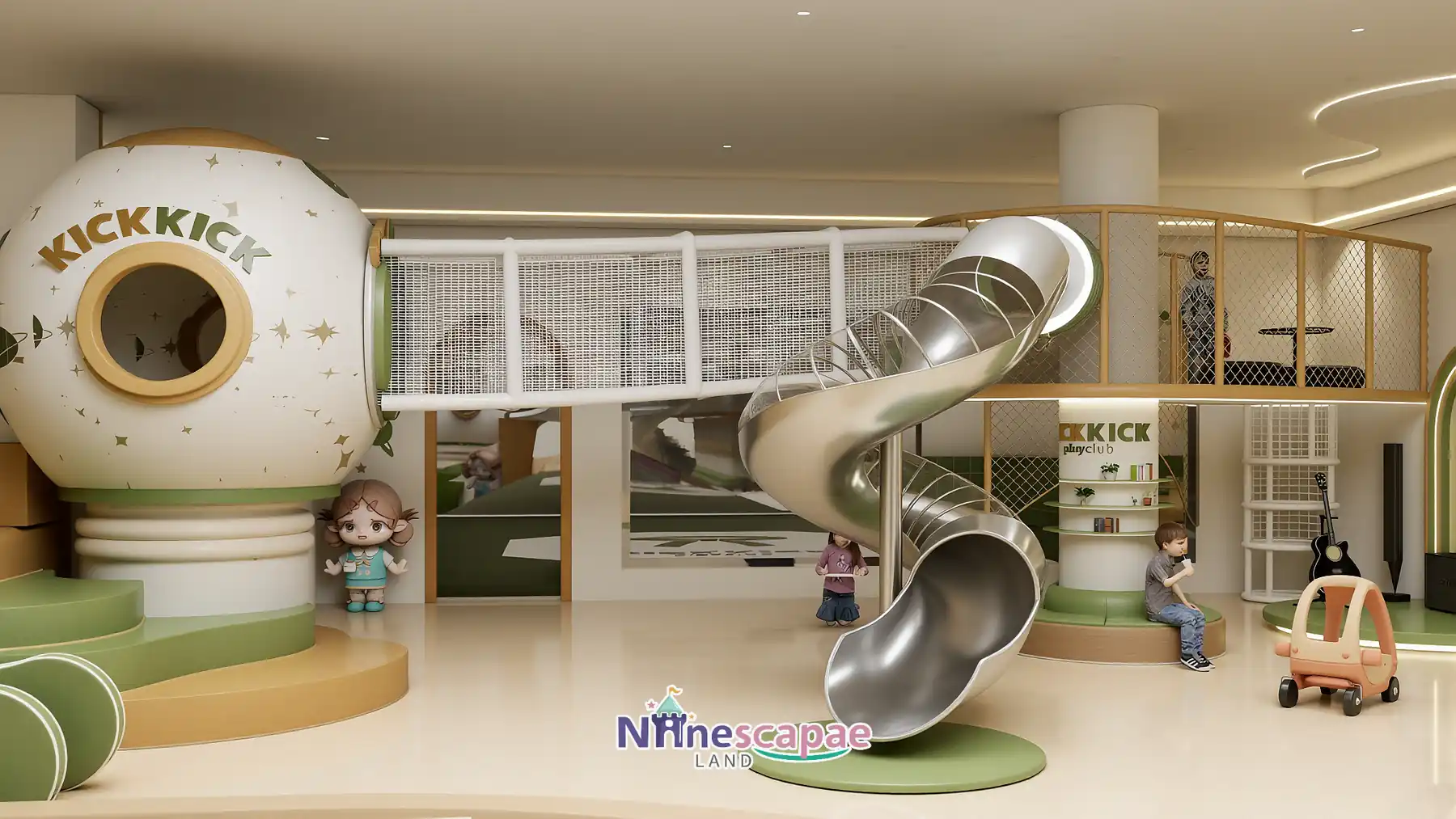 Thailand - Carousel, spiral slide and fitness arch (alternative render)