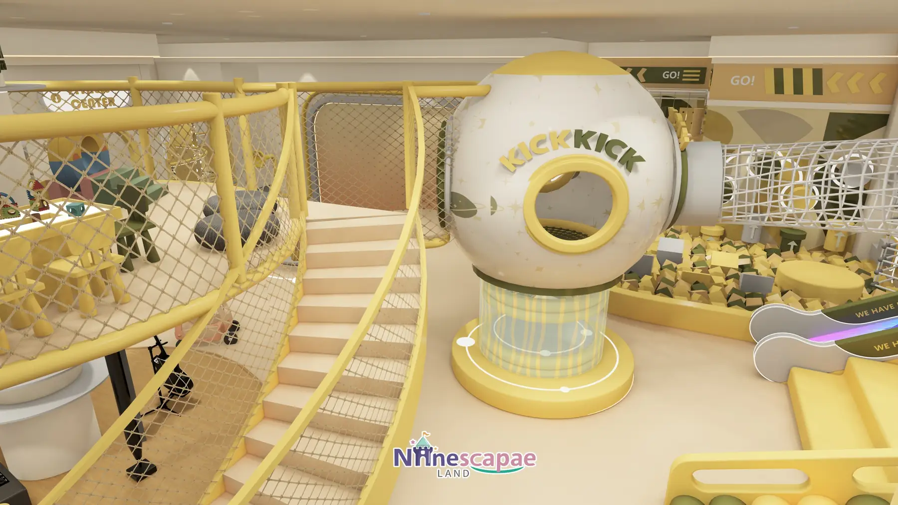 Thailand 310sqm playground - view from the second-floor platform over the core