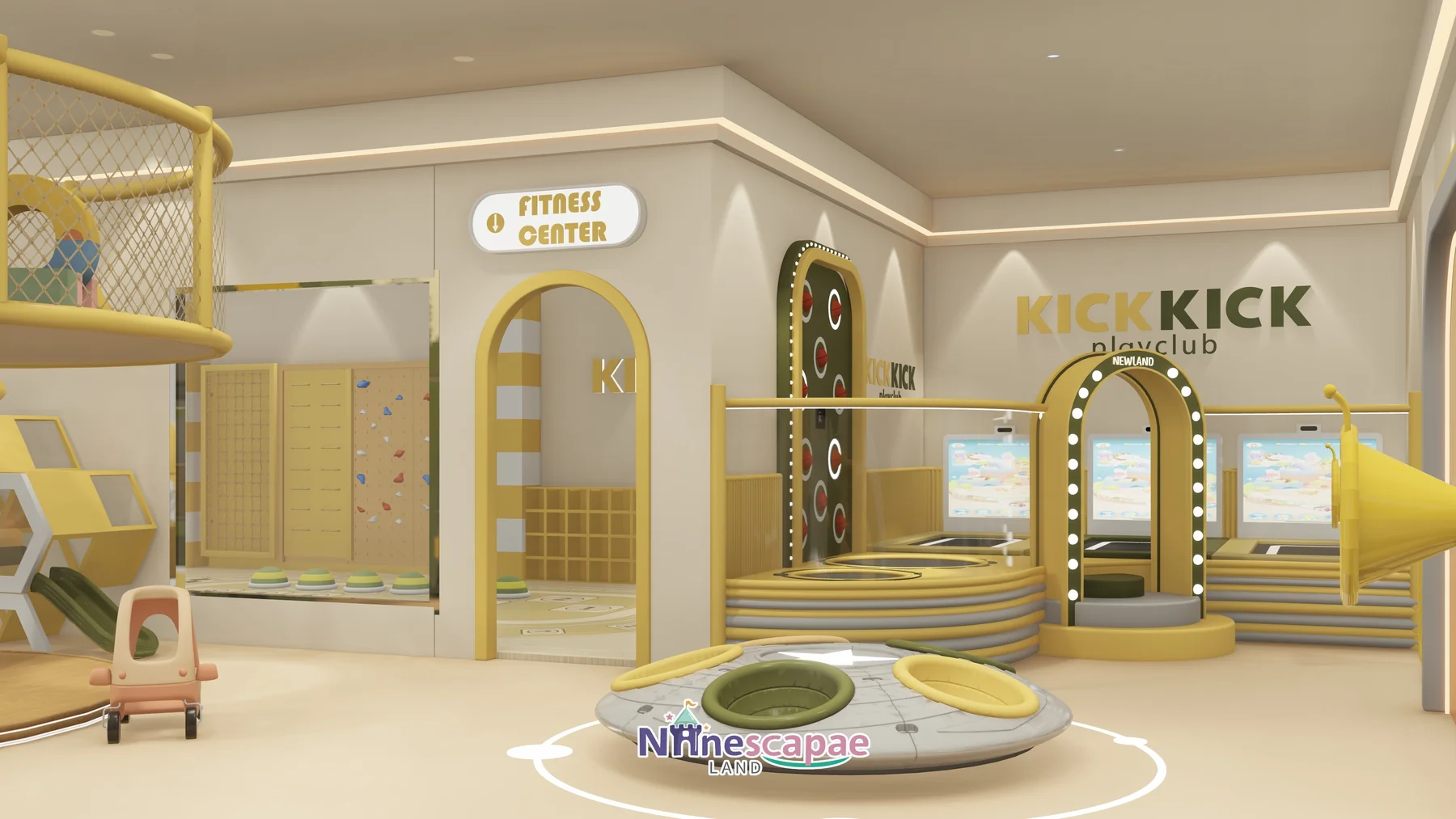 Thailand - Fitness Center - interactive trampolines and ball-throw wall