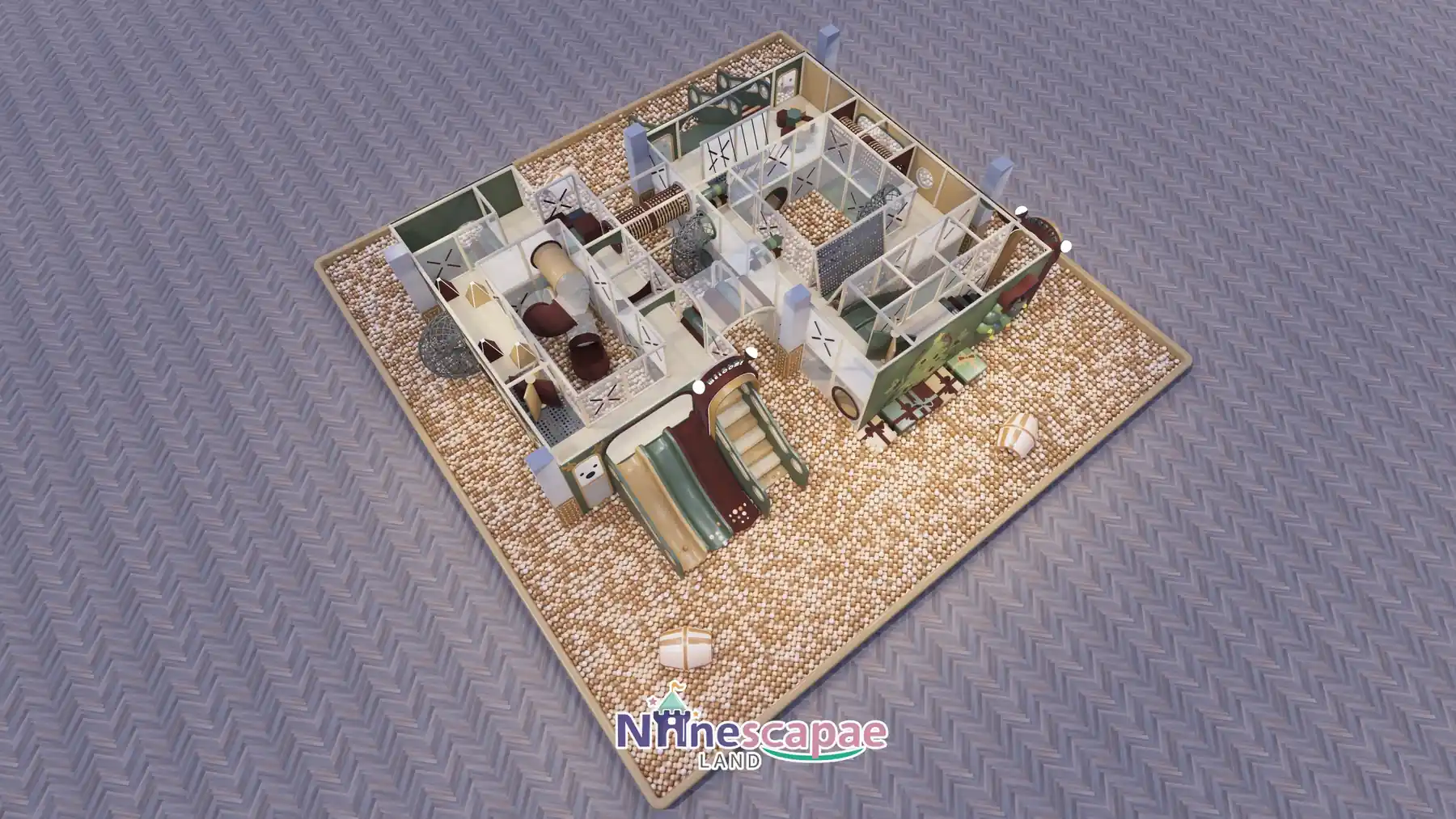 Italy 324sqm soft play centre - overhead view of zoning from a second angle