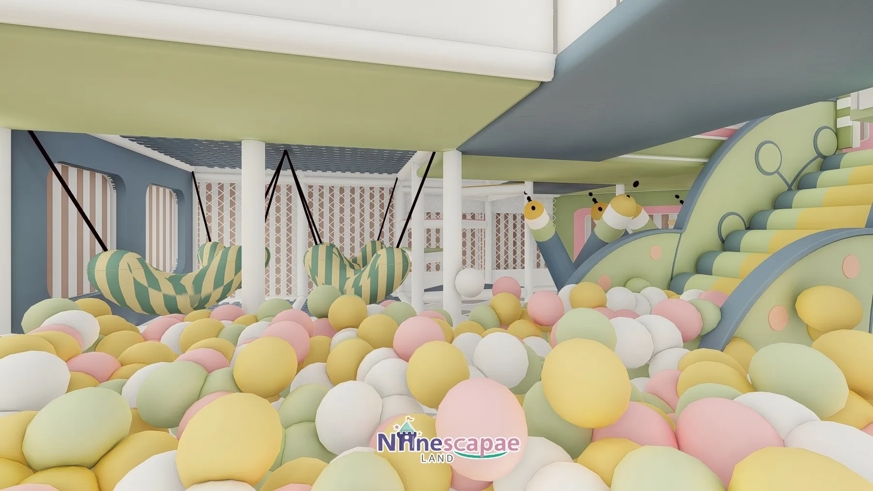 Moldova - Ball pool with suspended leaf swings