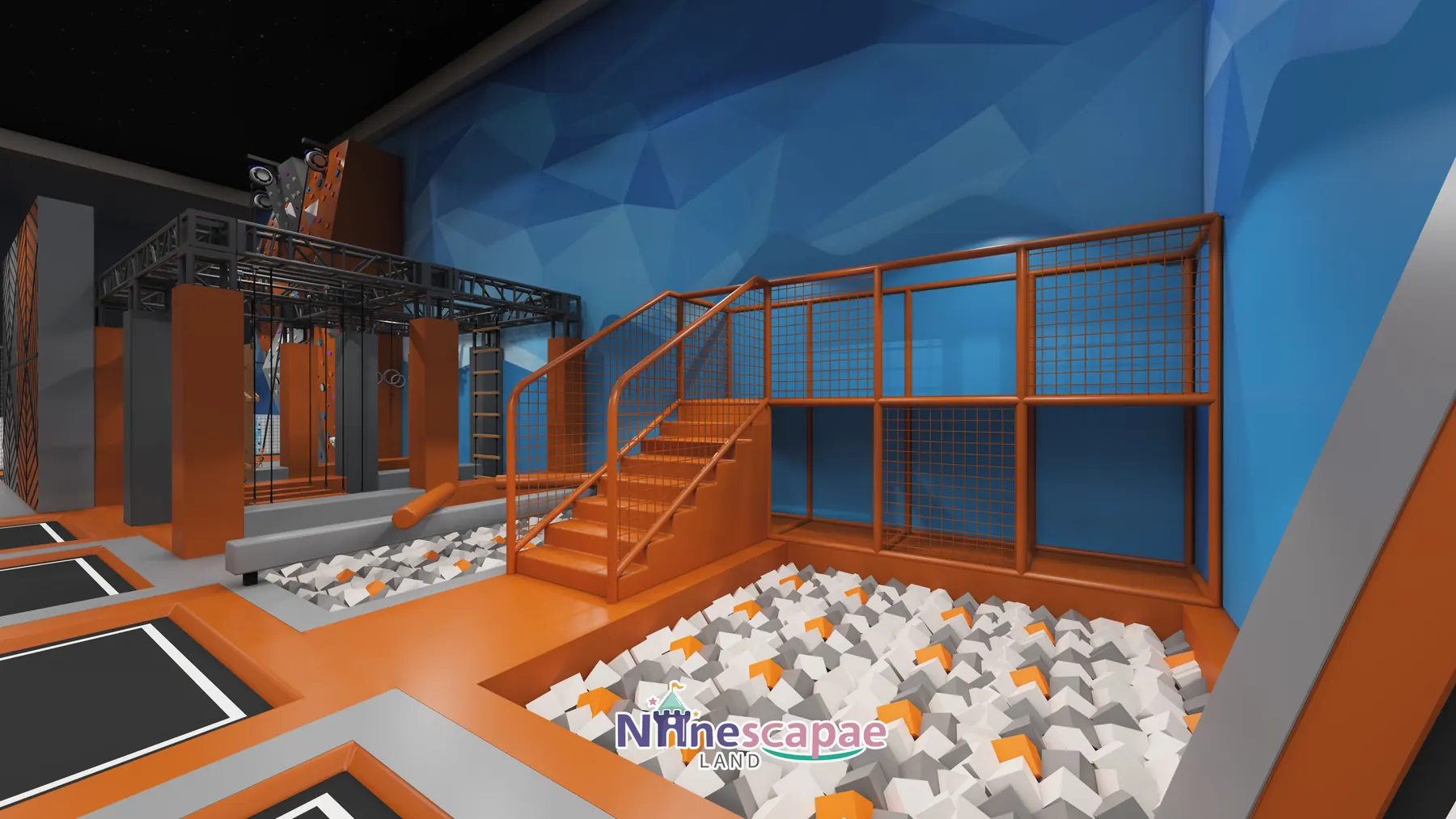 Sri Lanka - Foam pit with stairs and net-cage crossing bridge