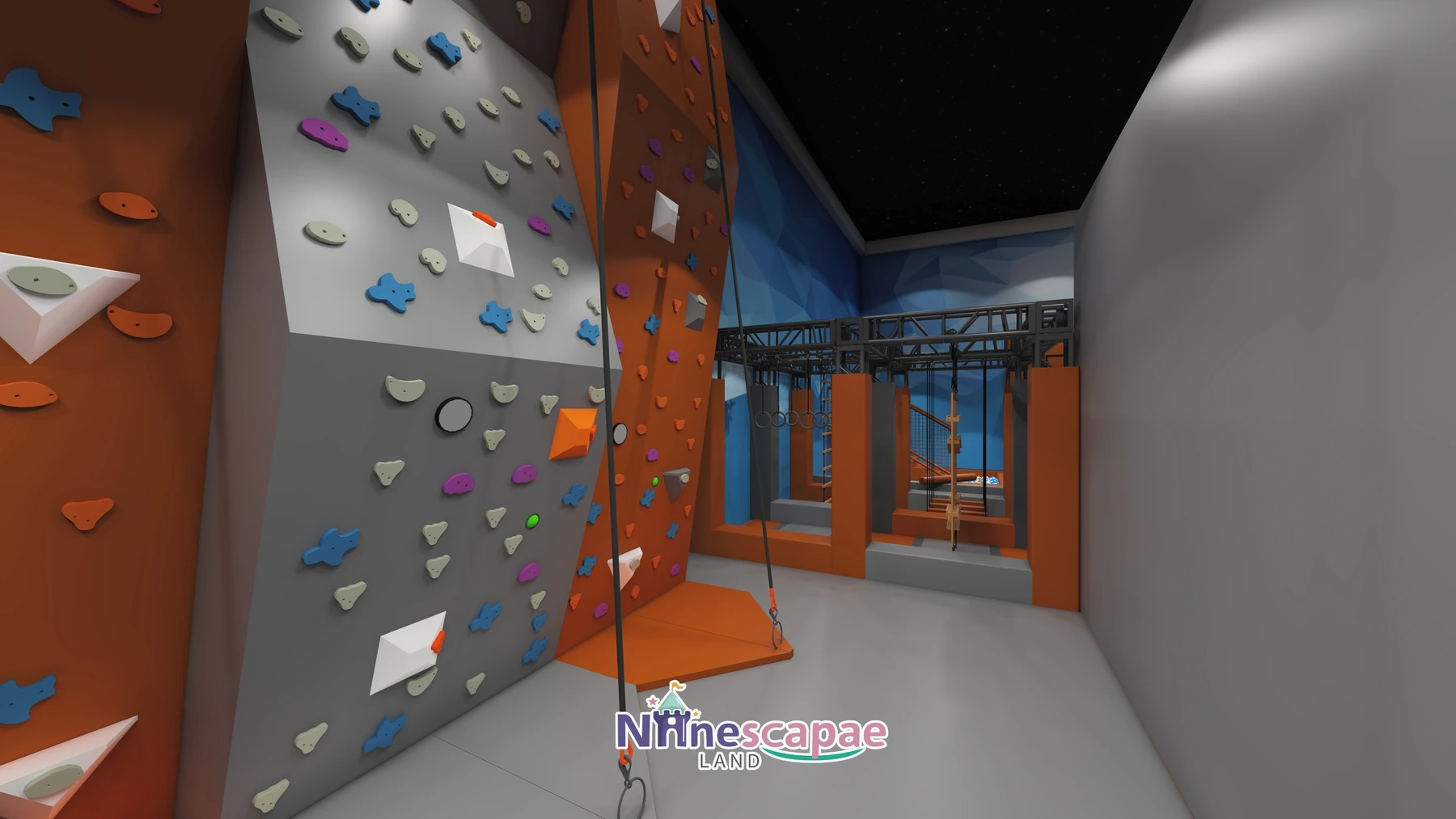 Sri Lanka - Climbing wall with coloured holds and safety rope