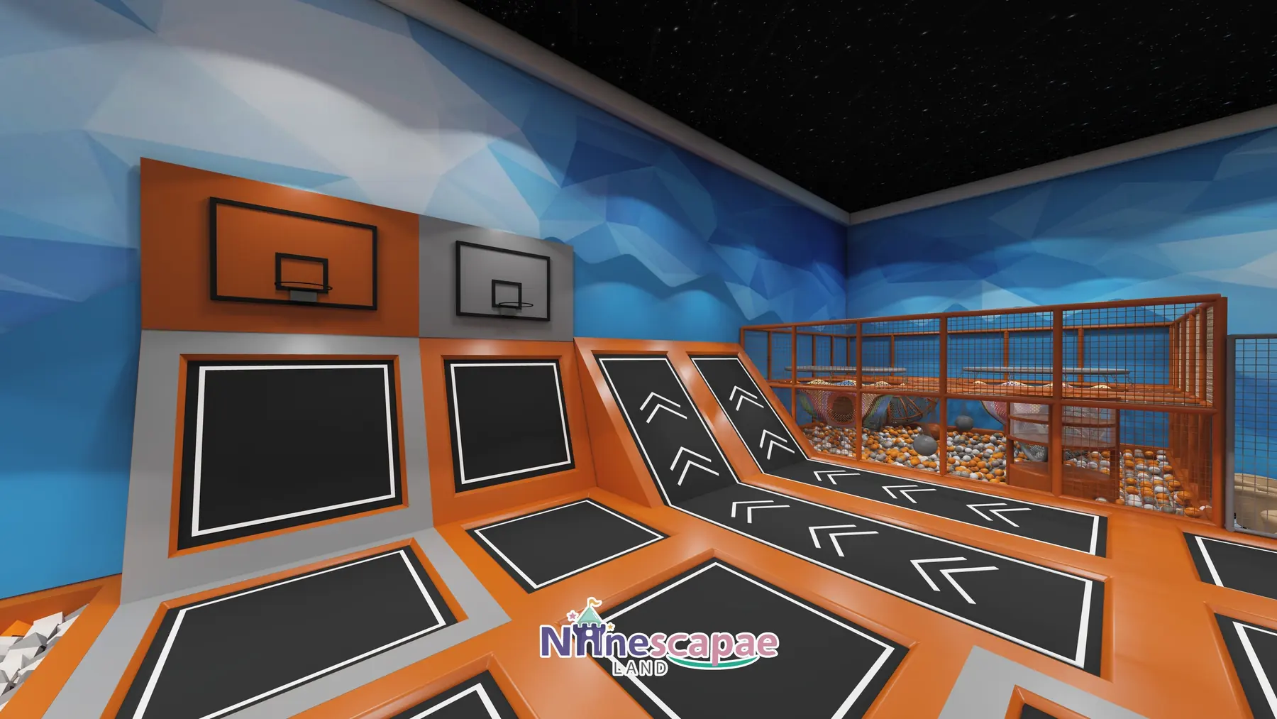 Sri Lanka - Slam-dunk zone with angled rebound trampolines