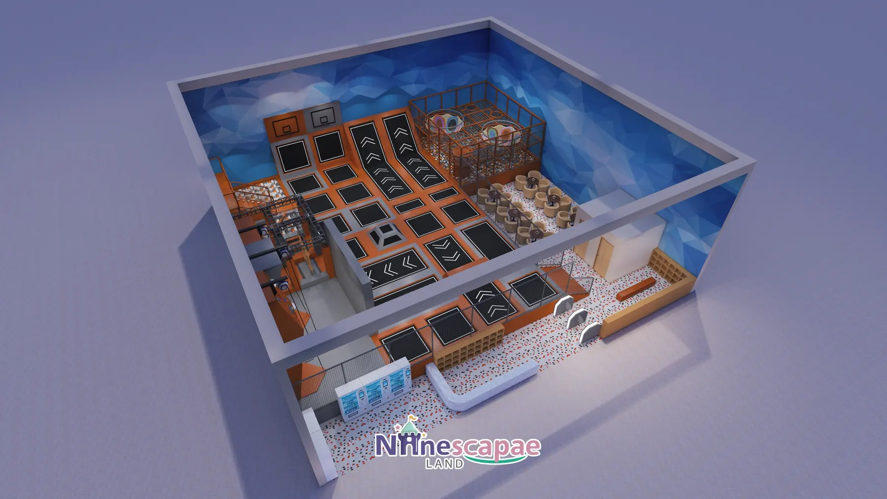 Sri Lanka 400sqm playground - aerial cutaway view of the full hall