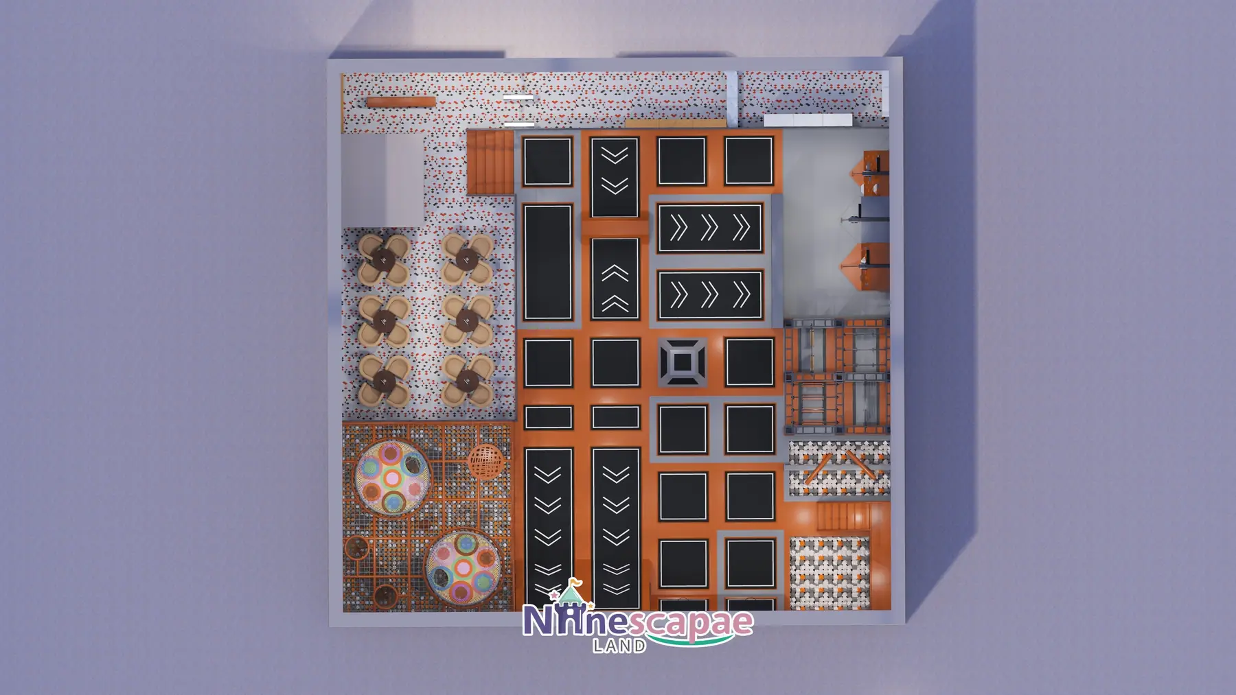 Sri Lanka 400sqm indoor playground - top-view floor plan with zoning