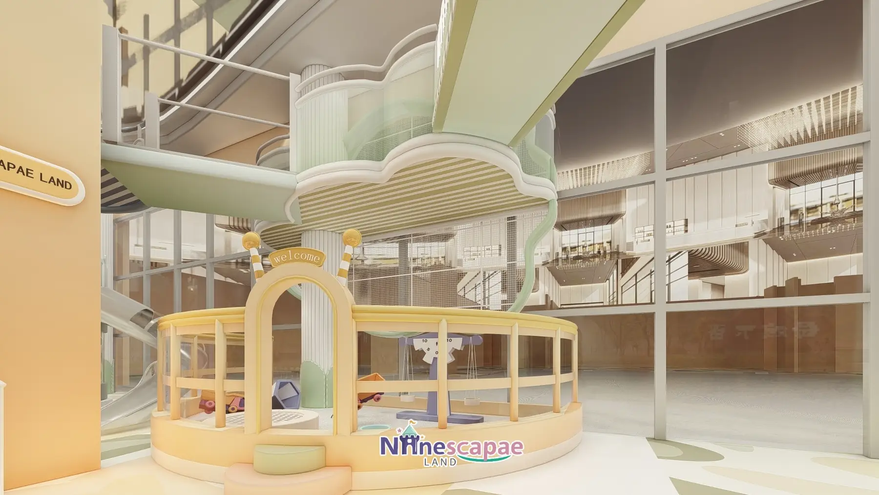 China (Ningbo) - Cloud-shaped second-floor platform over the fenced toddler zone