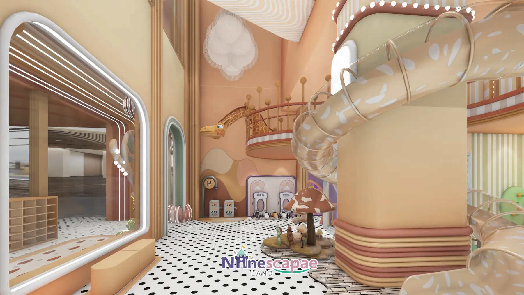 420㎡ Indoor Playground in Ningbo, China indoor playground Ningbo 4 China (Ningbo) - Semi-transparent spiral slide around the second-floor platform