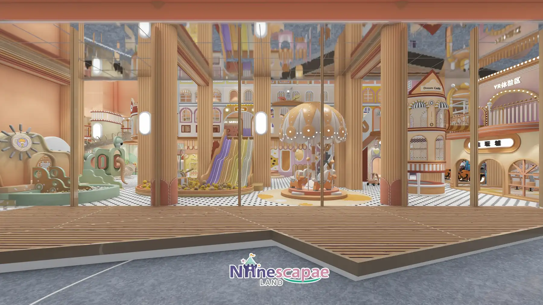 420㎡ Indoor Playground in Ningbo, China indoor playground Ningbo 14 Ningbo 420sqm indoor playground - glass facade with Dream Castle and VR zone entrance