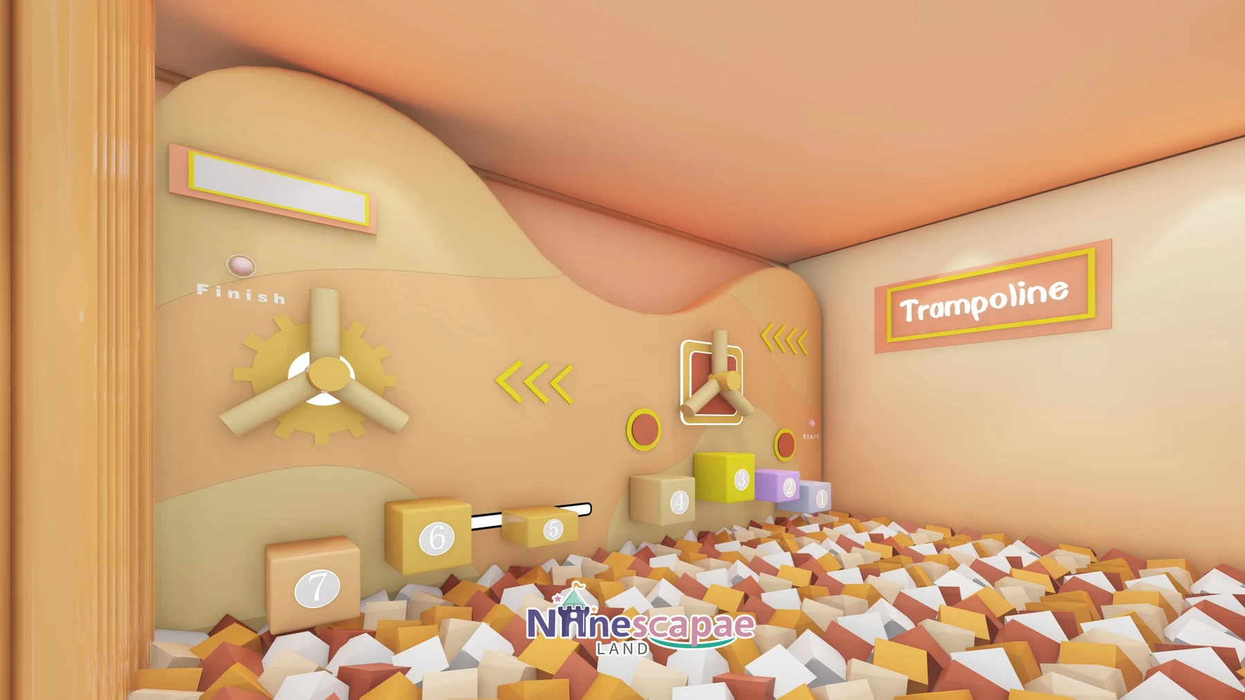 420㎡ Indoor Playground in Ningbo, China indoor playground Ningbo 6 China (Ningbo) - Foam-block pit with number-block climbing wall and Finish sign
