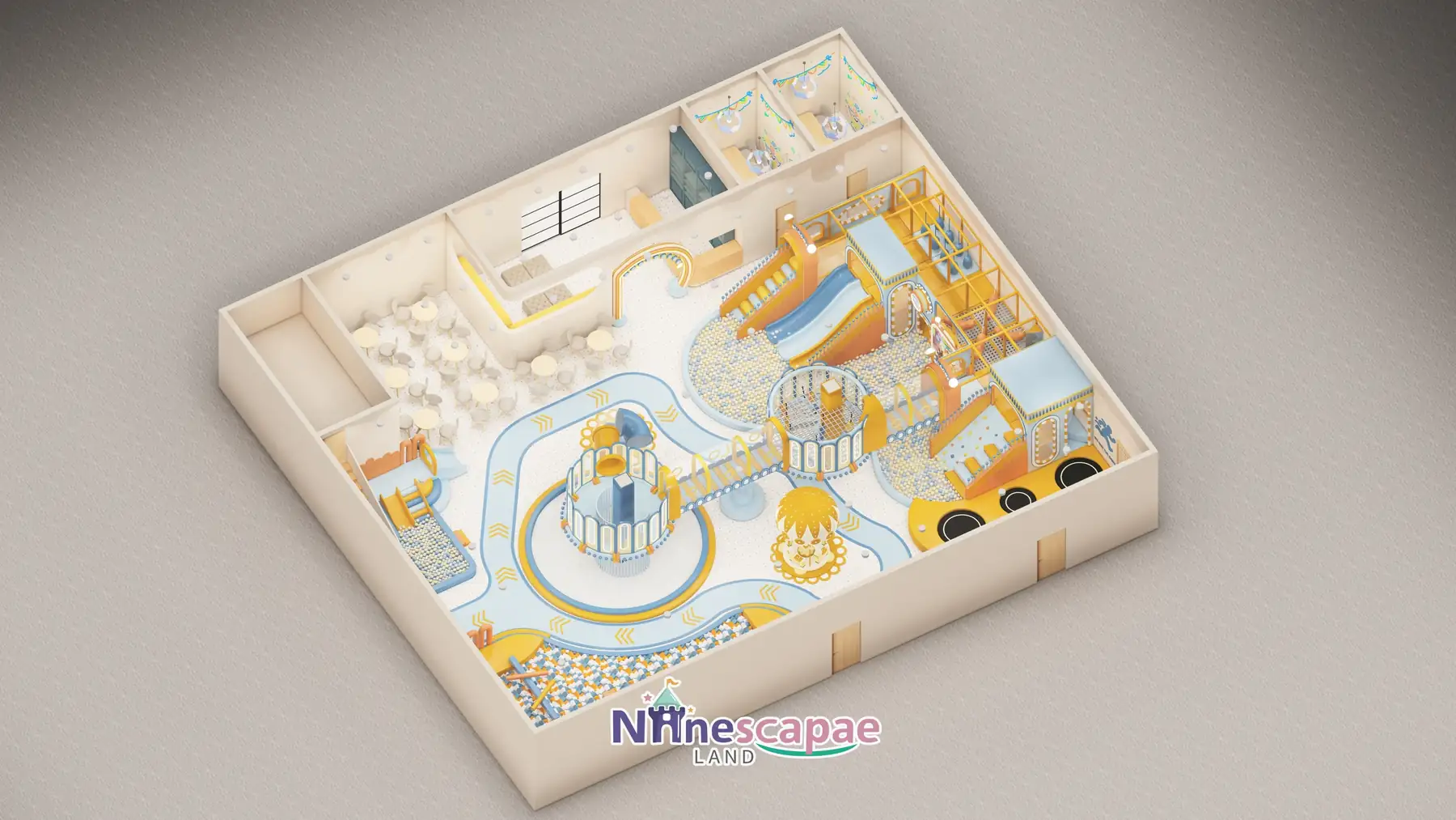 the USA - Aerial axonometric view of the full park