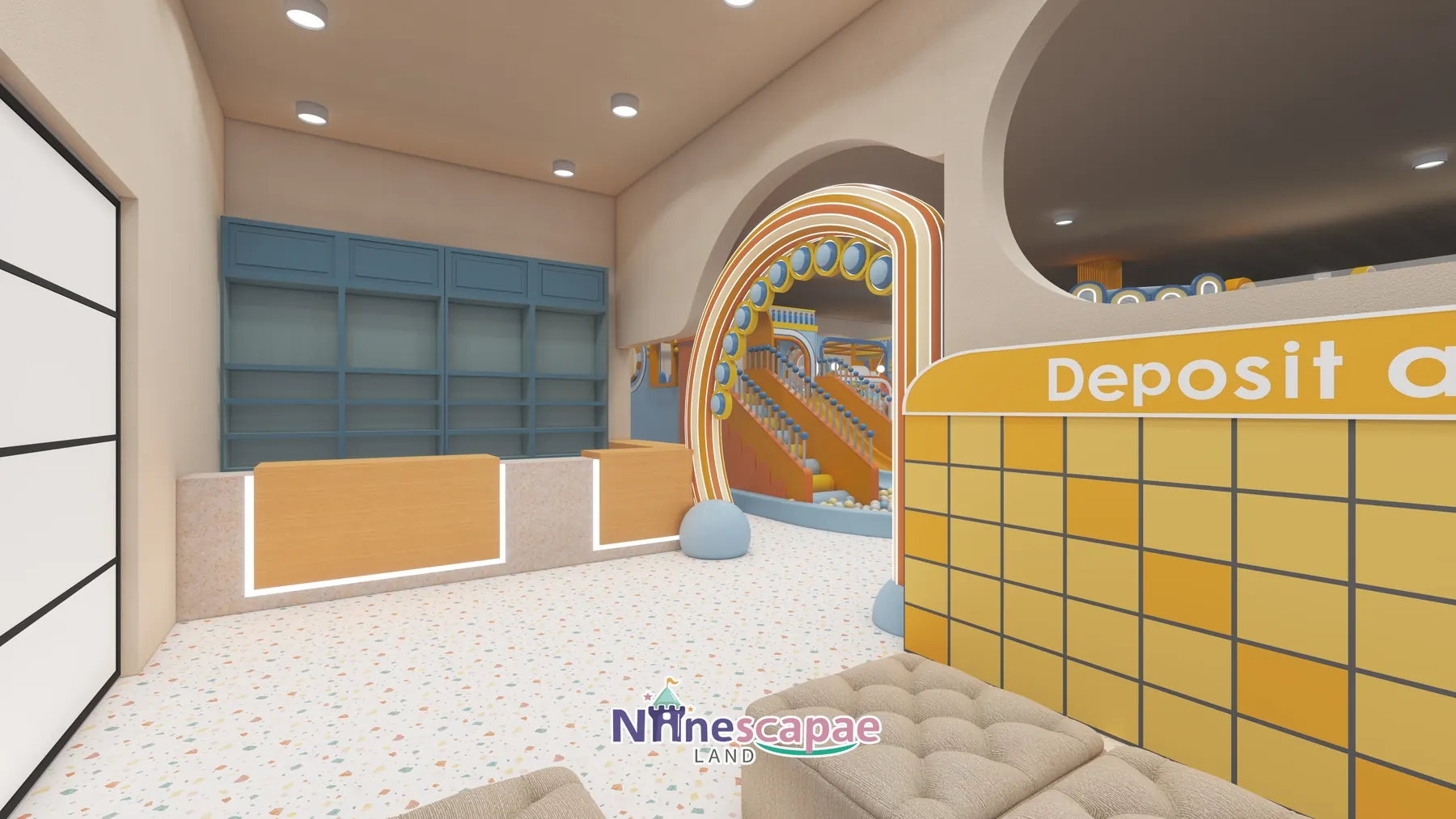 the USA - Reception desk and Deposit area lockers