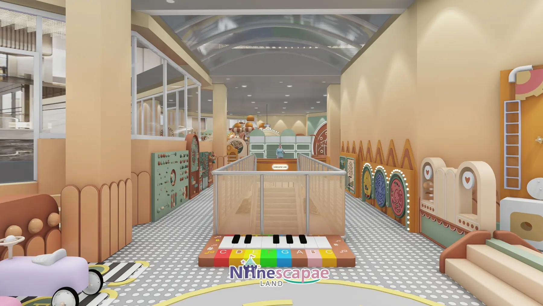Romania - Corridor with piano-key floor mat and interactive walls