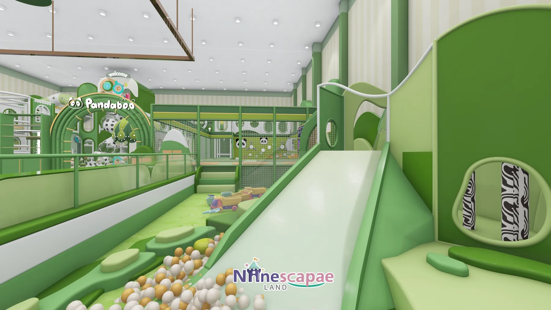 500㎡ Indoor Playground Project in Serbia indoor playground Serbia 4 Serbia - Straight racing slides panorama with climbing frame