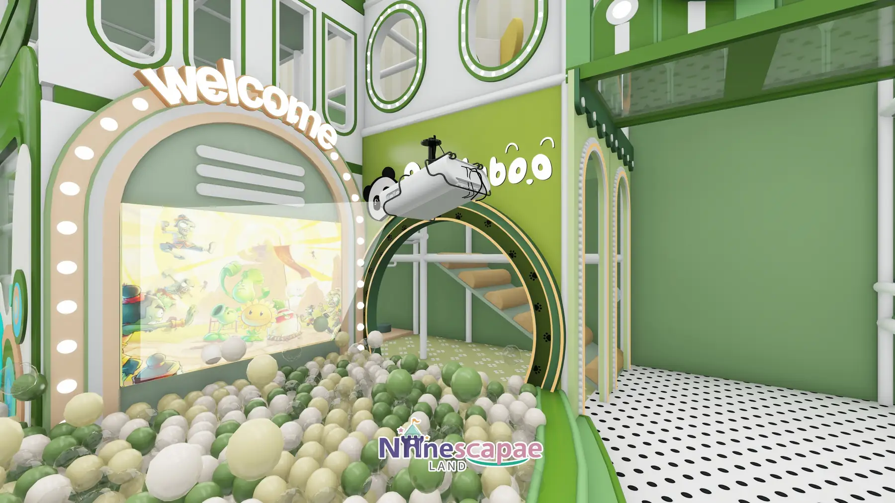 500㎡ Indoor Playground Project in Serbia indoor playground Serbia 2 Serbia - Welcome arch entrance with spiral crawl slide