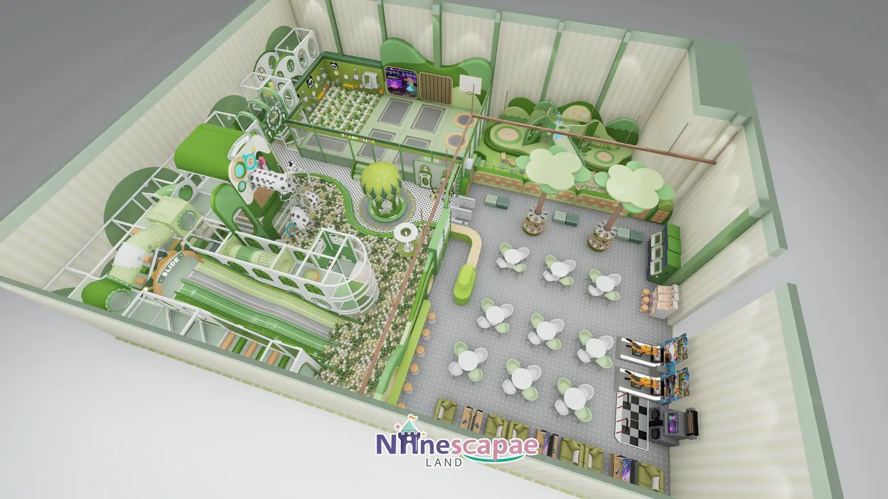 500㎡ Indoor Playground Project in Serbia indoor playground Serbia 1 Serbia - Overall aerial view of the Pandaböö play centre
