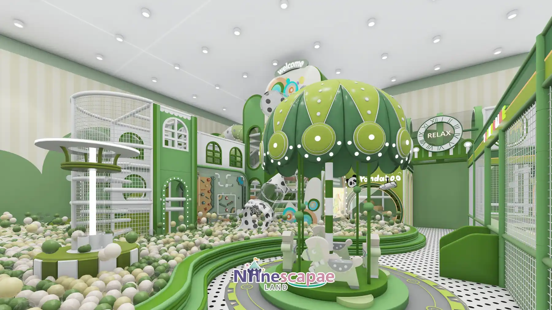 500㎡ Indoor Playground Project in Serbia indoor playground Serbia 14 Serbia 500sqm playground - ball pool, carousel and climb frame panorama