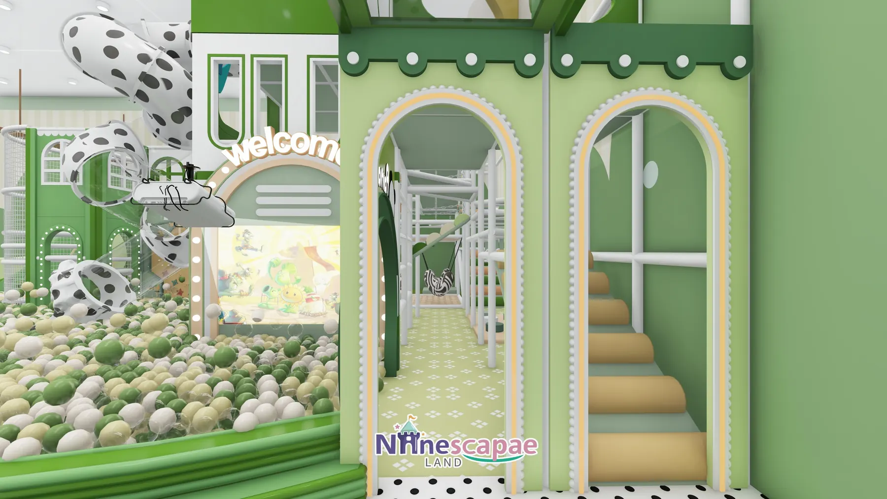 500㎡ Indoor Playground Project in Serbia indoor playground Serbia 3 Serbia - Ball pool with the multi-level steel frame behind