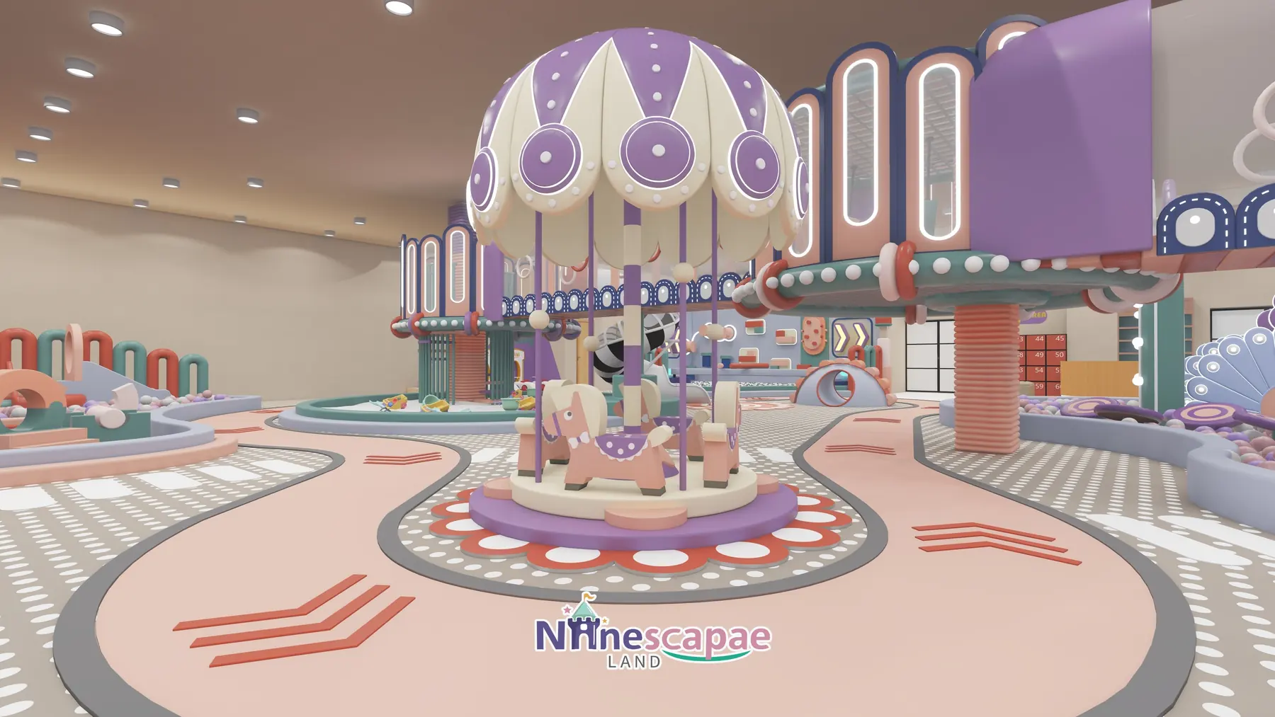 523㎡ Indoor Playground Project in the USA indoor playground USA 7 the USA - Carousel with purple-white canopy