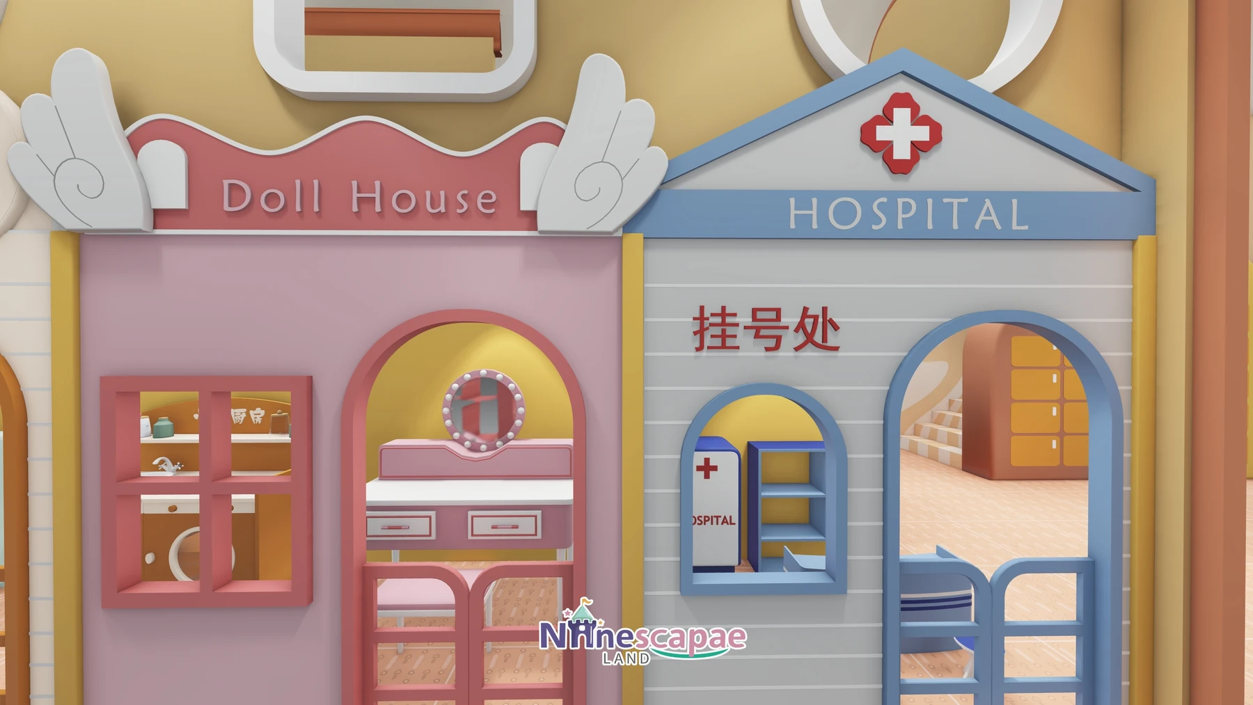 Malta 74sqm indoor playground - Doll House and Hospital role-play facades