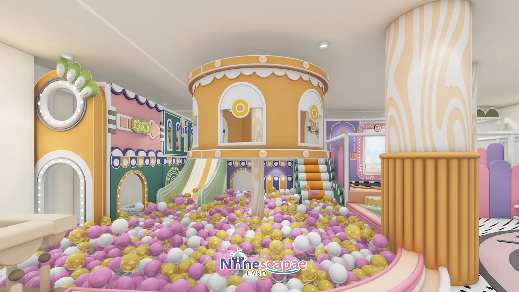790㎡ Indoor Playground Project in Moldova indoor playground Moldova 2 Moldova - Ball pool with orange tree-house platform and slides