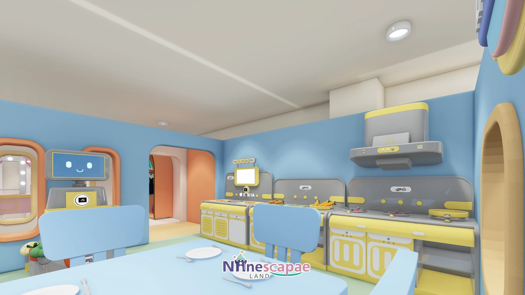 790㎡ Indoor Playground Project in Moldova indoor playground Moldova 7 Moldova - kitchen role-play room with full cupboard set