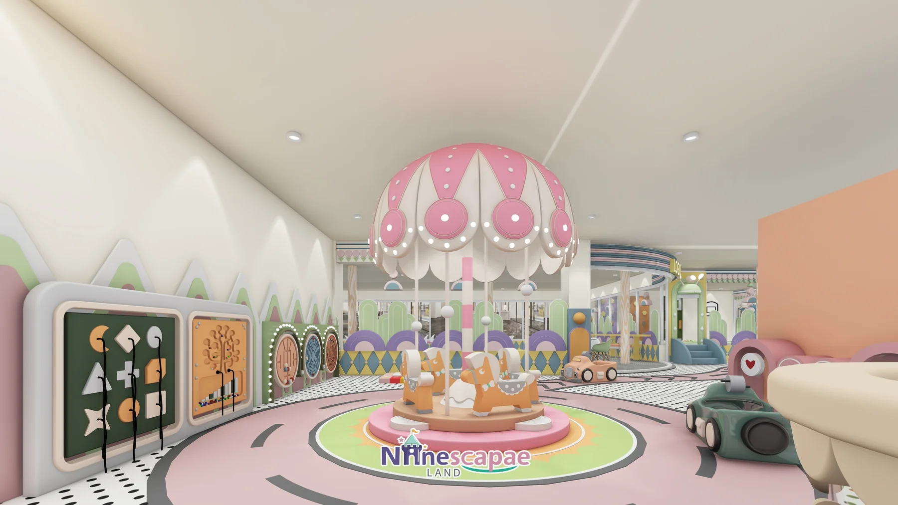 790㎡ Indoor Playground Project in Moldova indoor playground Moldova 8 Moldova - Mushroom-top carousel with wall-game panels