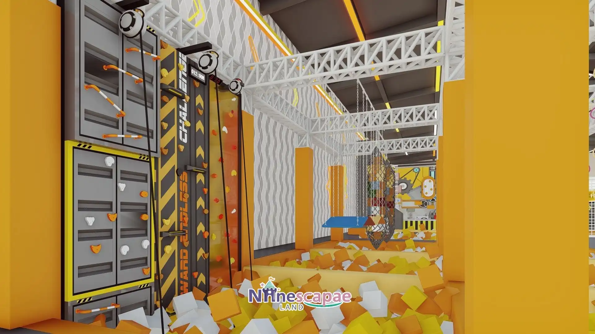 3D design of a second 800 m² park in Portugal with a foam pit and raised platform