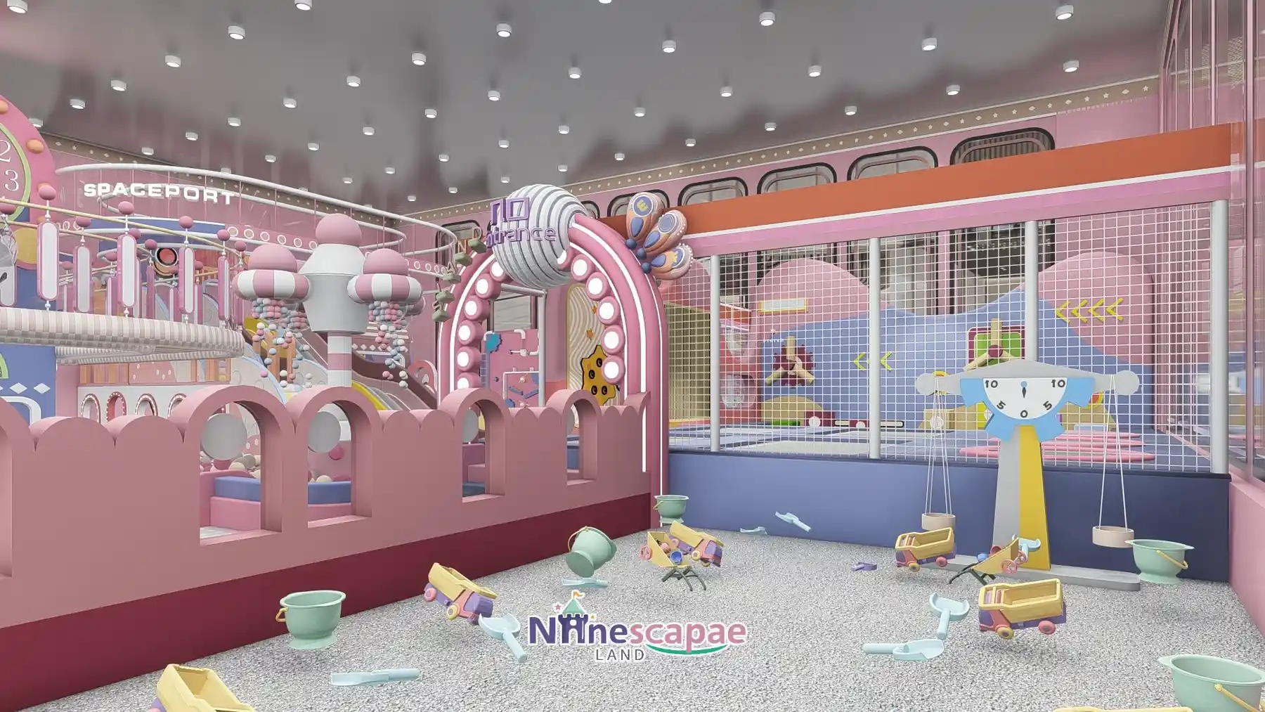 800㎡ Indoor Playground Project in Chile indoor playground Chile 6 Chile - Sand pool with digger crane, fenced