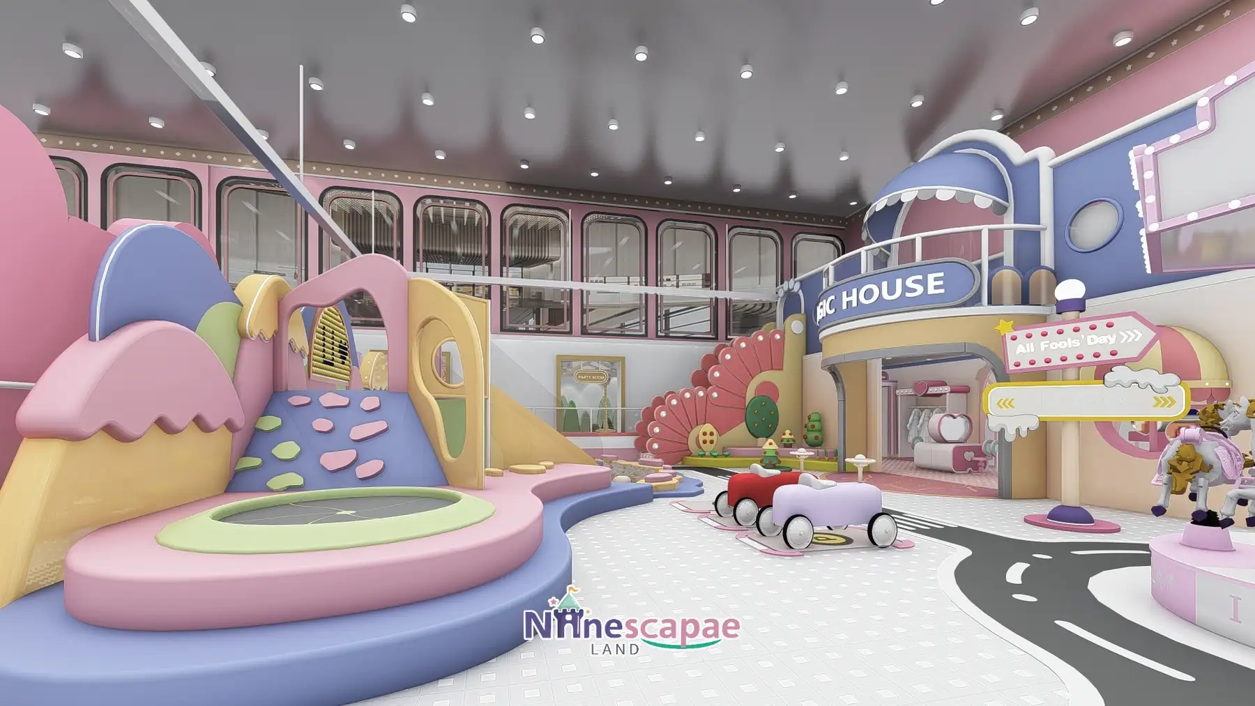 800㎡ Indoor Playground Project in Chile indoor playground Chile 7 Chile - Toy road with MAGIC HOUSE and scallop climber
