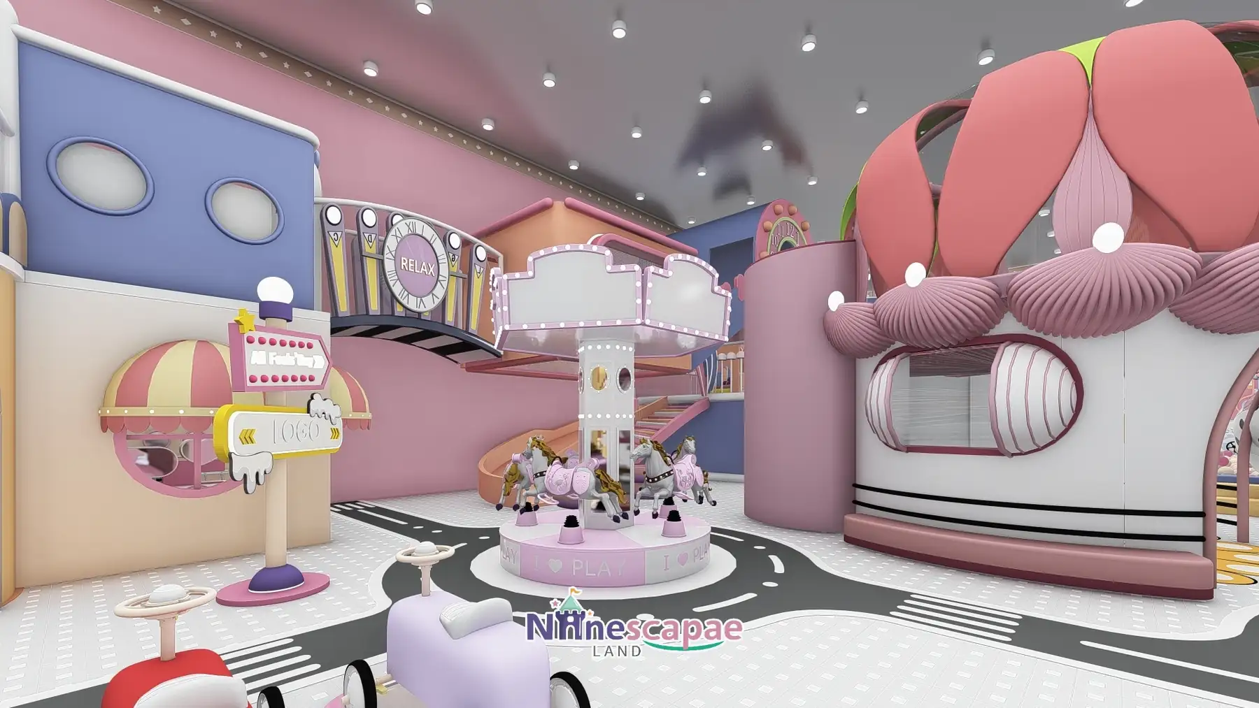 800㎡ Indoor Playground Project in Chile indoor playground Chile 11 Chile - Carousel on its white round platform