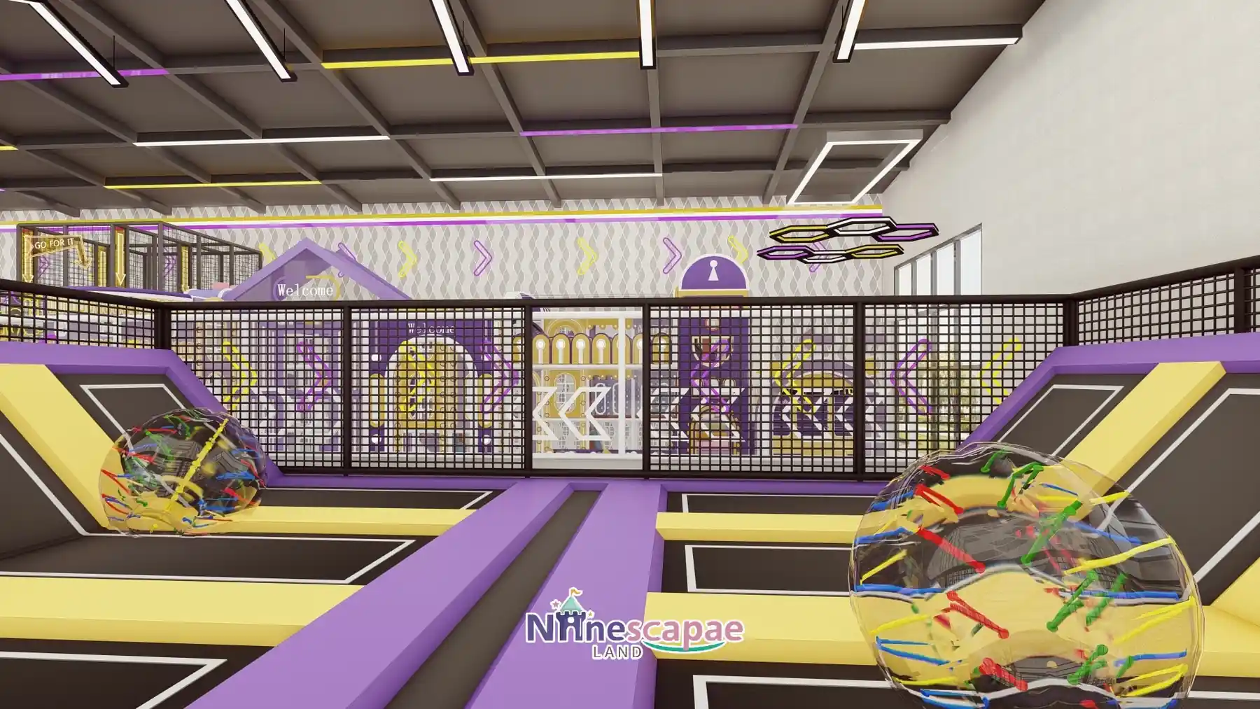 800㎡ Indoor Adventure Park in Portugal adventure park Portugal 12 Portugal 800sqm indoor adventure park - aerial view of trampoline zone and castle play structure